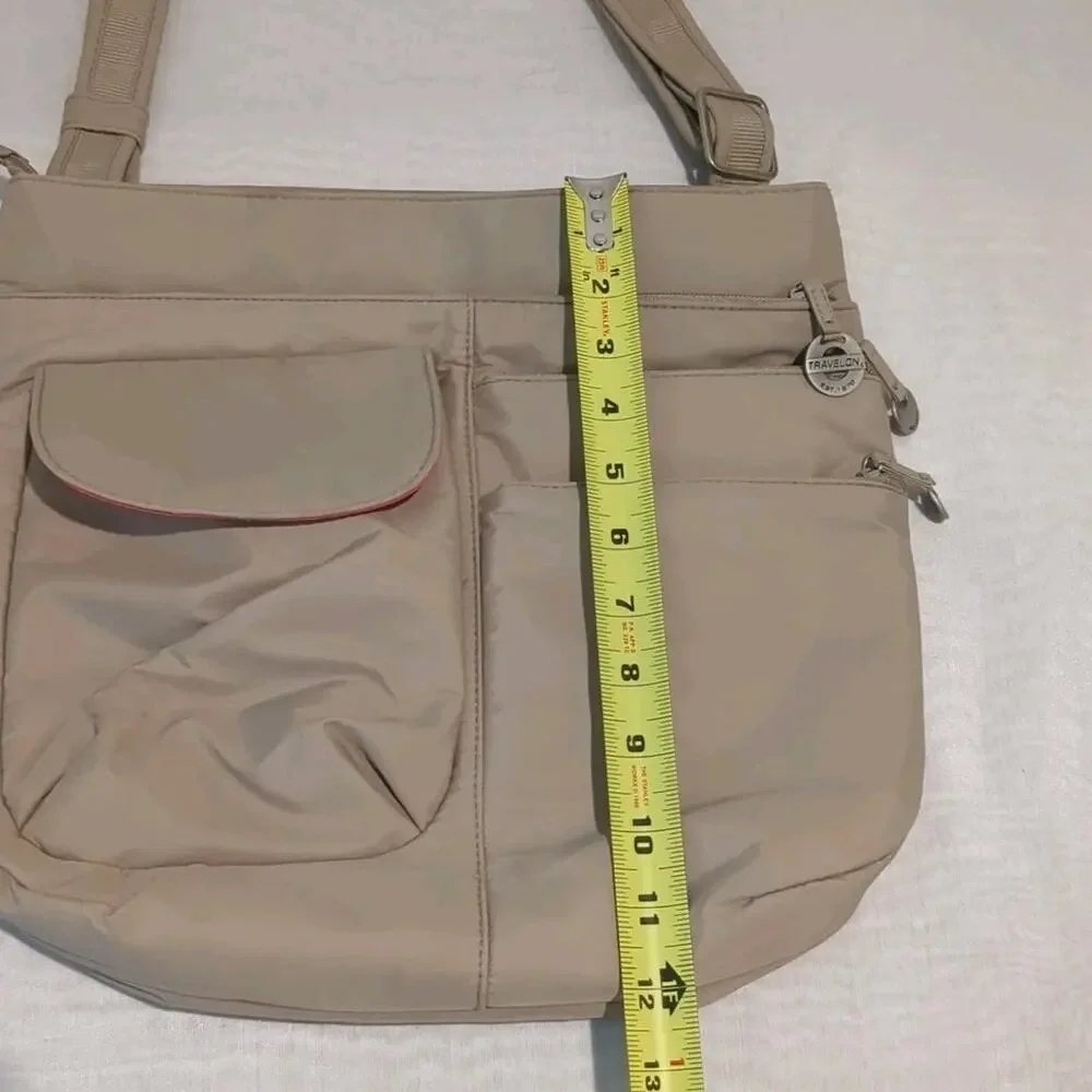 Travelon Crossbody Shoulder Bag Beige Anti-Theft Safe Travel Bag